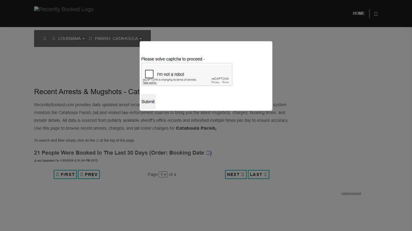 Catahoula Parish, Louisiana Mugshots | RecentlyBooked.com