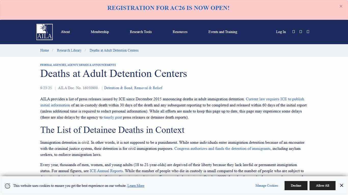 Deaths at Adult Detention Centers